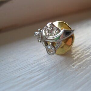 Vintage Shriners 14K white gold diamond lapel pin